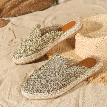 Damskie plecione buty wsuwane na lato na co dzień i na plażę