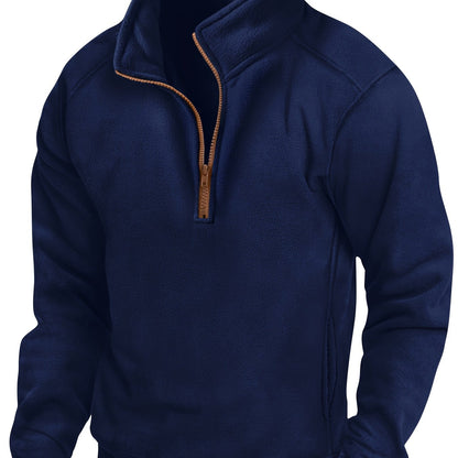 Fleece Pullover Herren Stehkragen Halb-Reißverschluss