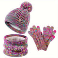 Driedelige winterset voor dames met muts, sjaal en handschoenen