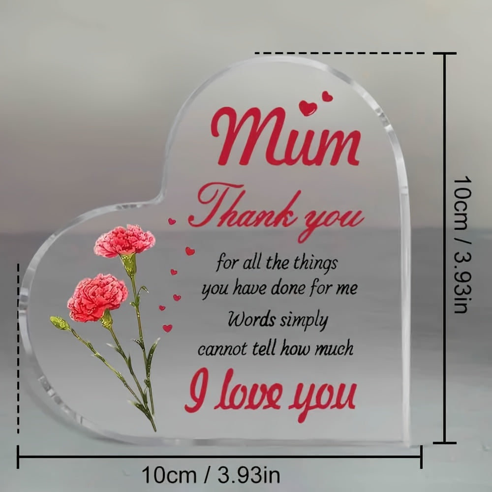 Plaque décorative en forme de cœur pour femmes – style vintage, cadeau pour maman, gratitude et amour, décoration de table