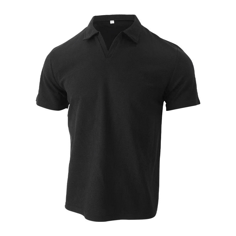 Duncan – Polo con escote en V y patrón de waffle para hombre