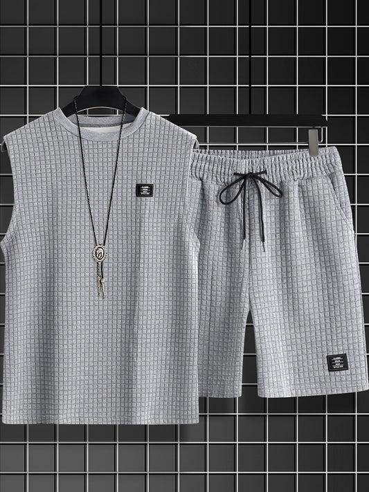 Heren vrijetijdskleding set mouwloos shirt & korte broek casual zomerse look