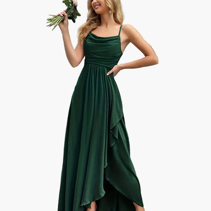Vestido de noche elegante para mujer, corte ajustado y acampanado con tirantes finos – Perfecto para ocasiones festivas y bodas