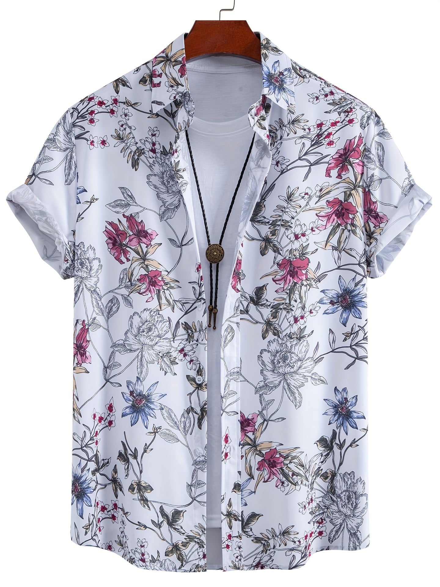 Chemise de villégiature à manches courtes pour homme avec imprimé coquillages – Look estival maritime pour la plage et les loisirs