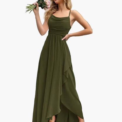 Vestido de noche elegante para mujer, corte ajustado y acampanado con tirantes finos – Perfecto para ocasiones festivas y bodas