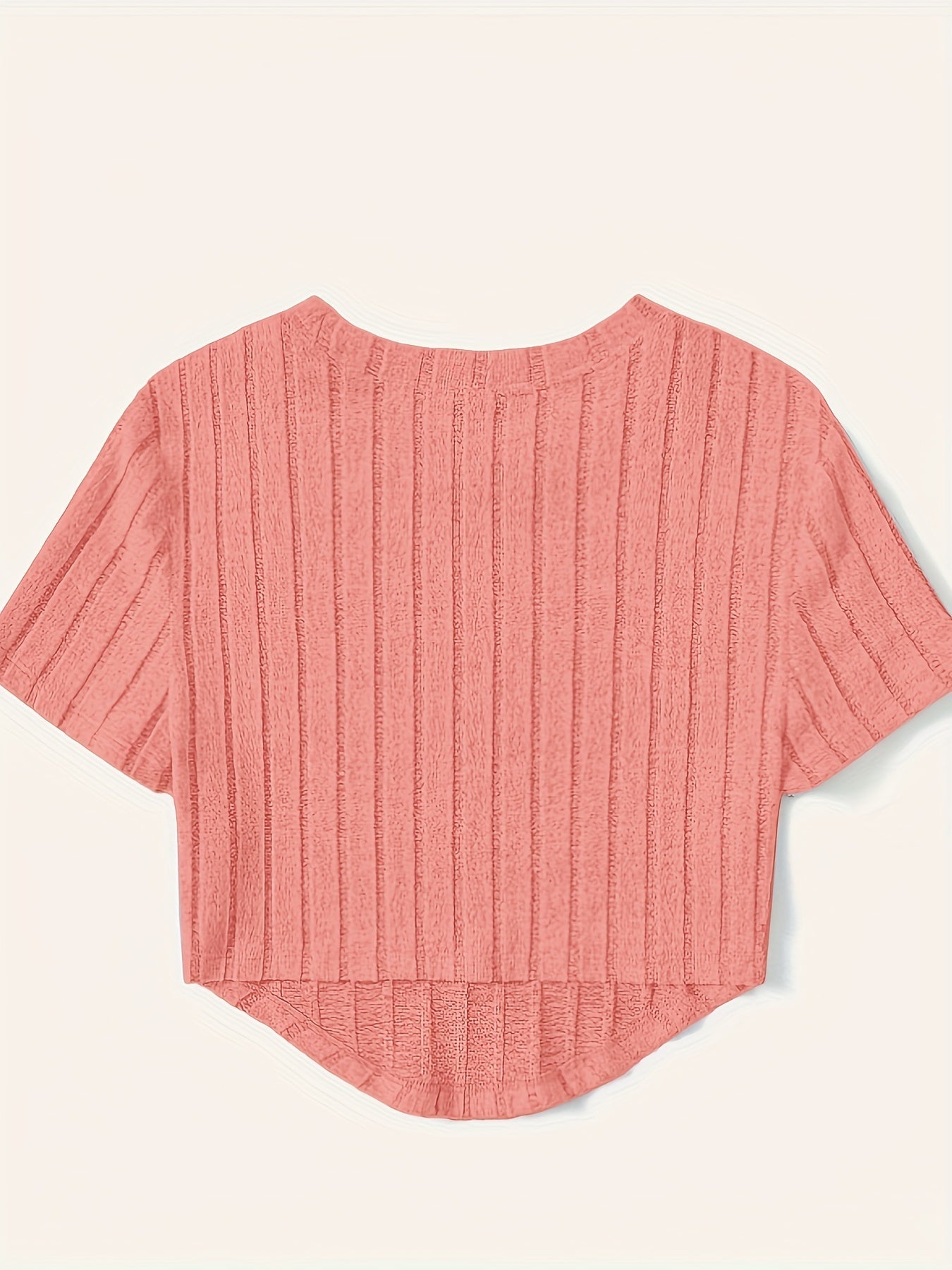 Dame kortermet ribbestrikket crop-top – avslappet sommer fritidsskjorte