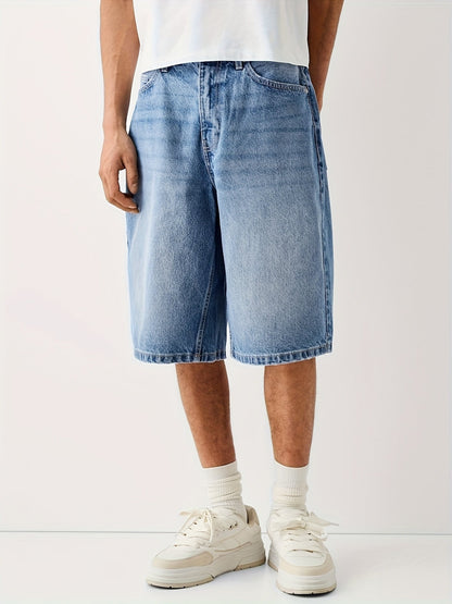Bermuda jeans homme coupe ample – style urbain décontracté pour le quotidien et les loisirs