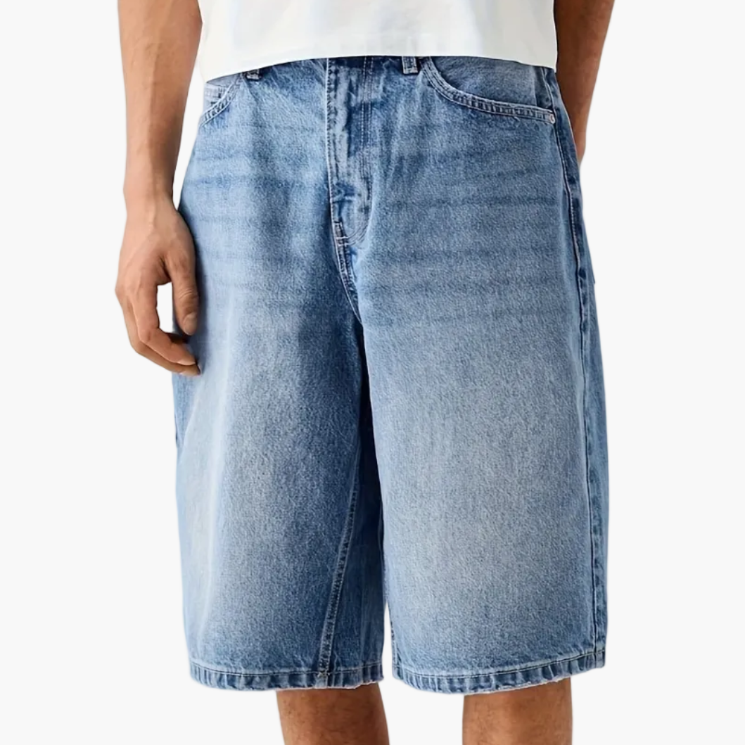 Bermuda jeans homme coupe ample – style urbain décontracté pour le quotidien et les loisirs