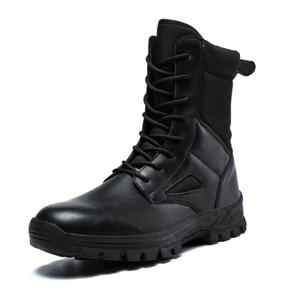 Botines robustos de cordones para hombre, altos, con suela perfilada, en negro
