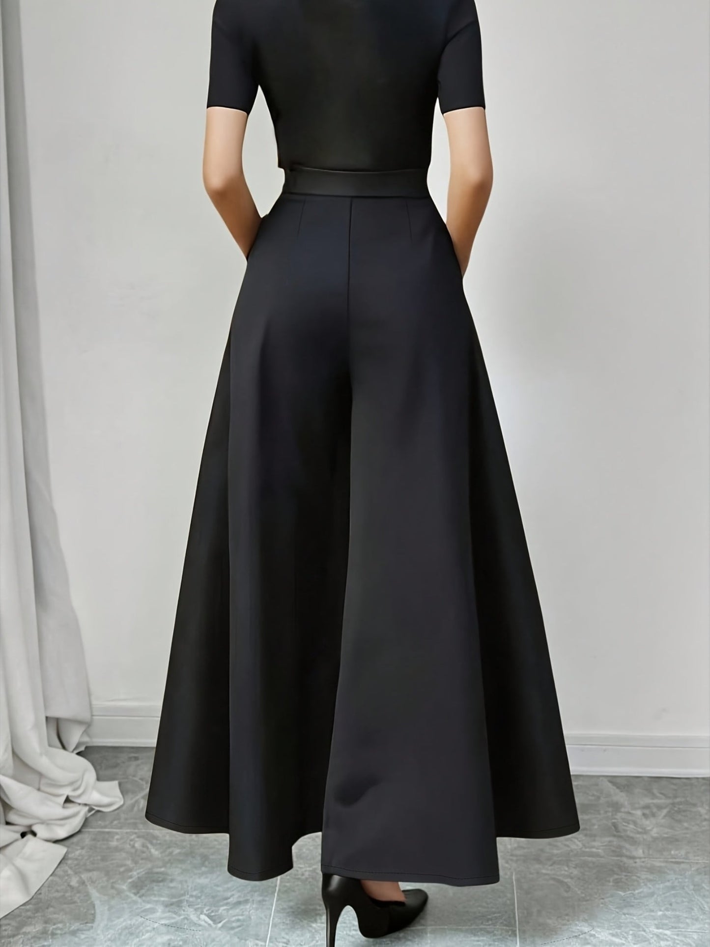 Pantalones Palazzo de pierna ancha para mujer para oficina y ocasiones elegantes – Pantalones de talle alto con estilo y carácter