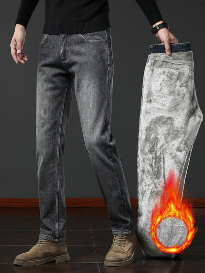 Thermo Jeans Herren gefüttert Winterhose Grau / Dunkelblau