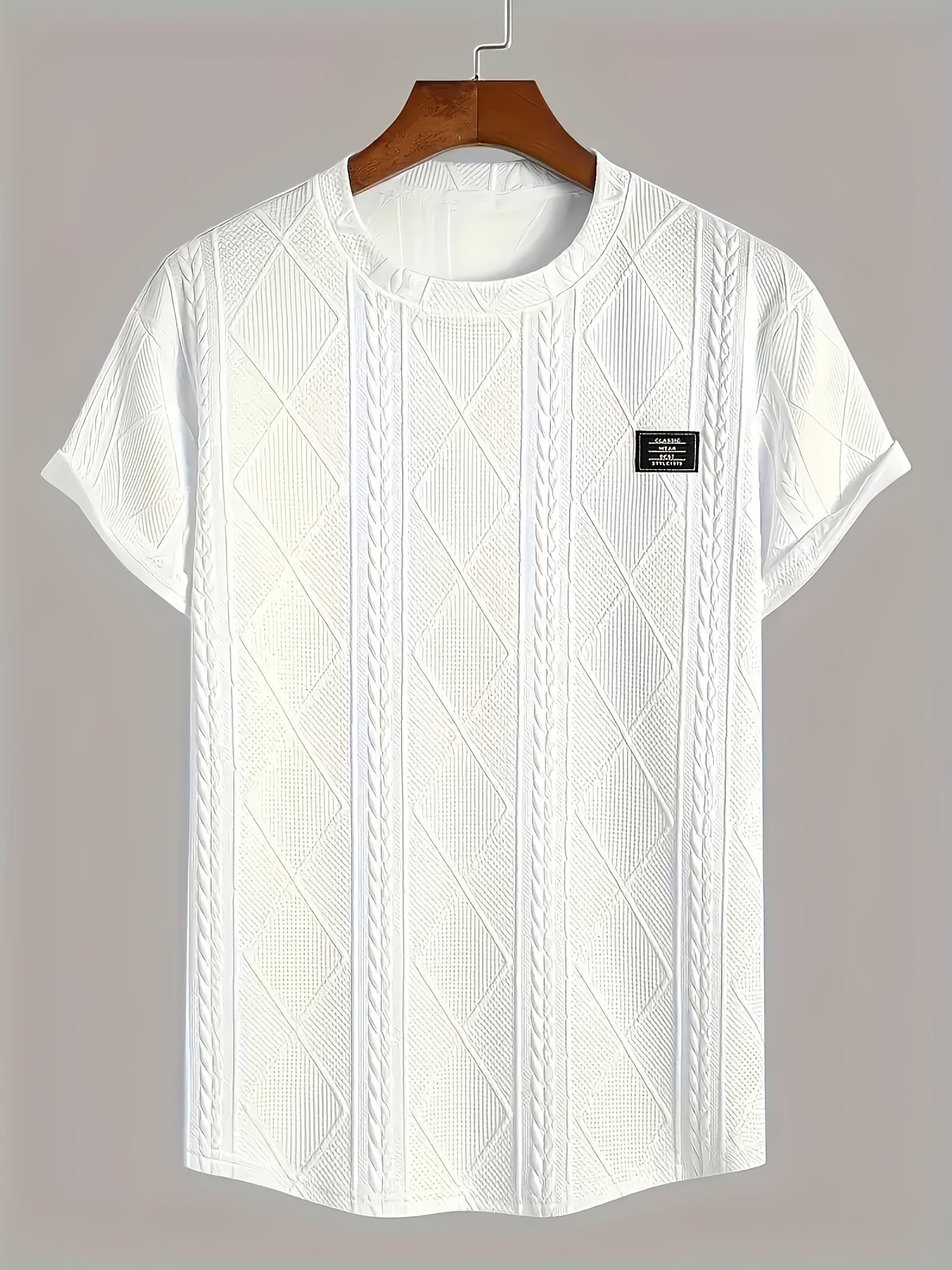 Herren T-Shirt im Strick-Look mit Rundhalsausschnitt, Casual Style, Sommer