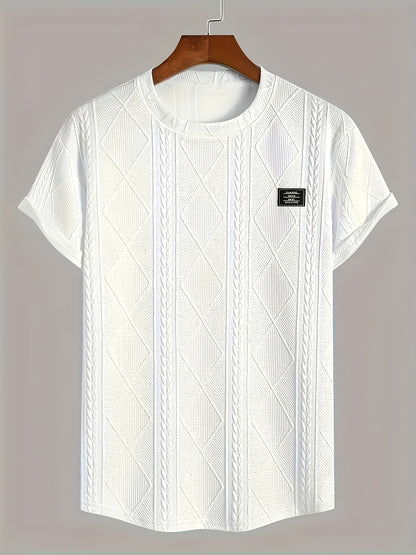 Herren T-Shirt im Strick-Look mit Rundhalsausschnitt, Casual Style, Sommer