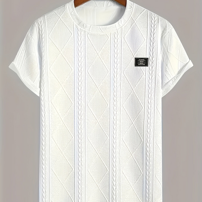 Herren T-Shirt im Strick-Look mit Rundhalsausschnitt, Casual Style, Sommer