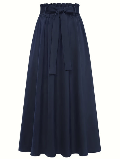 Damen Maxirock mit Paperbag-Bund und Schleife – Eleganter Freizeitrock für Frühling und Sommer