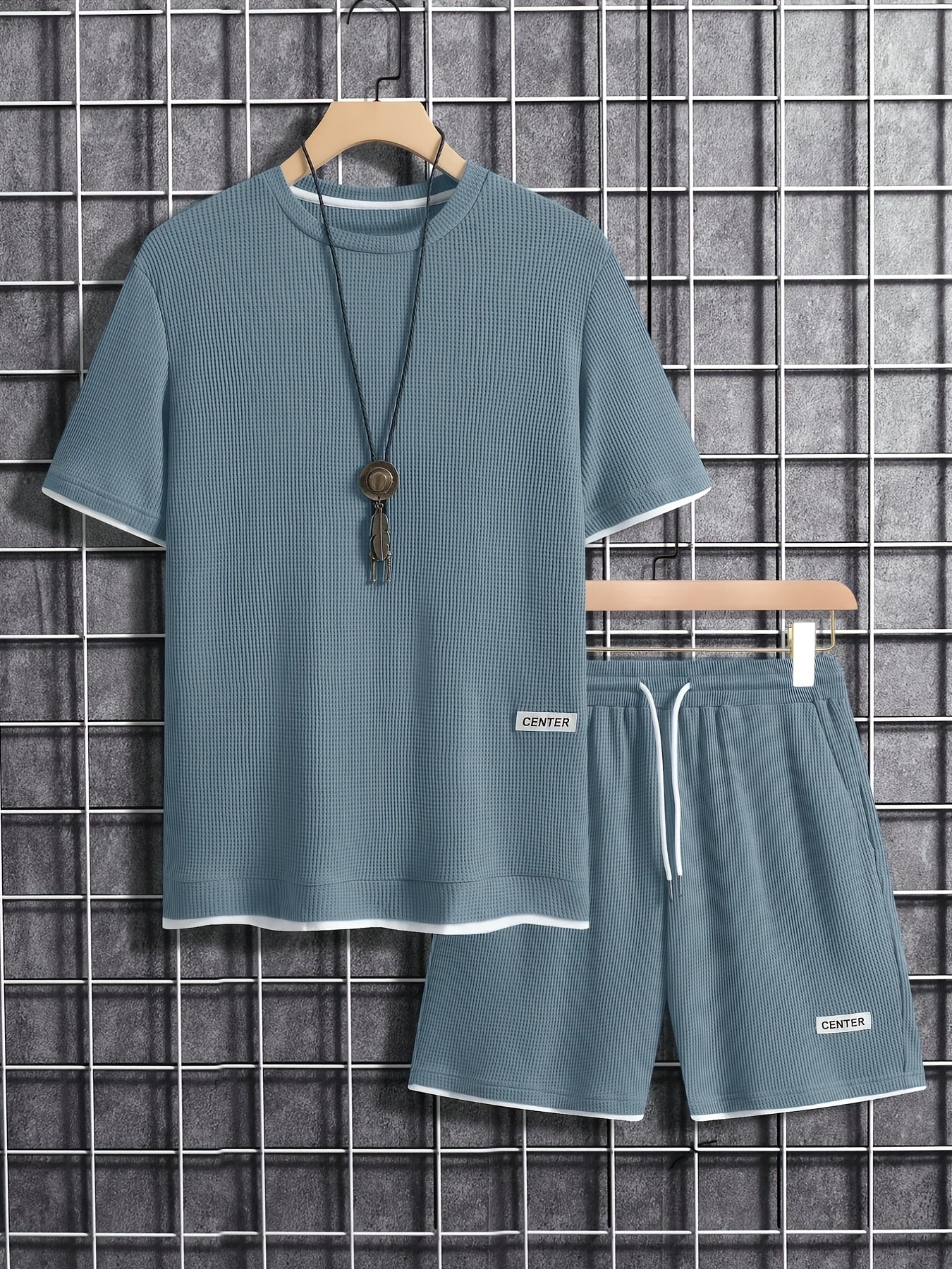 Ensemble décontracté homme T-shirt manches courtes & short – Tenue d'été décontractée avec col rond