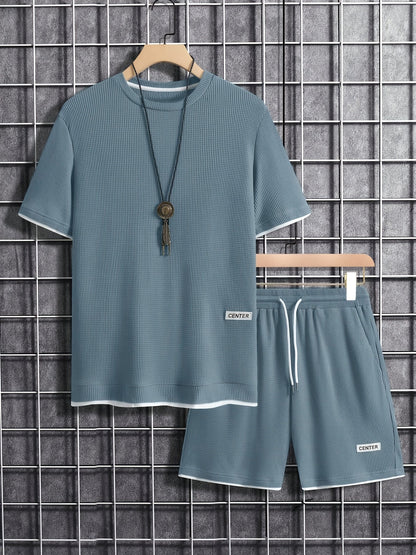Ensemble décontracté homme T-shirt manches courtes & short – Tenue d'été décontractée avec col rond