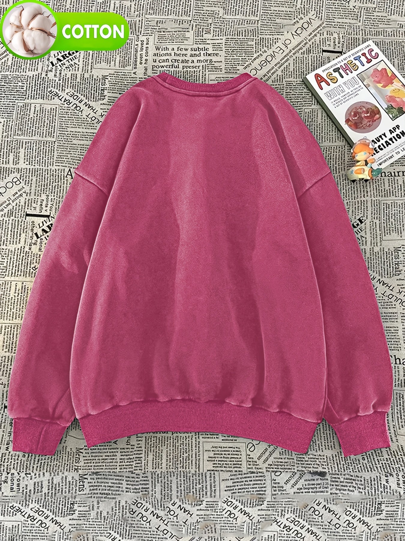 Felpa unisex con stampa di gatti e sushi, pullover girocollo dall’aspetto vintage
