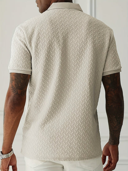 Herren Polo-Shirt mit modernem Zickzackmuster, legerer Sommerstil, Freizeitmode