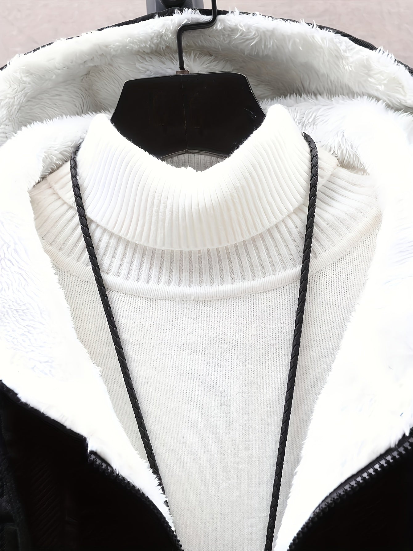 Unisex vinterhoodie-jakke med lynlås, foret, struktureret look, til mænd og kvinder