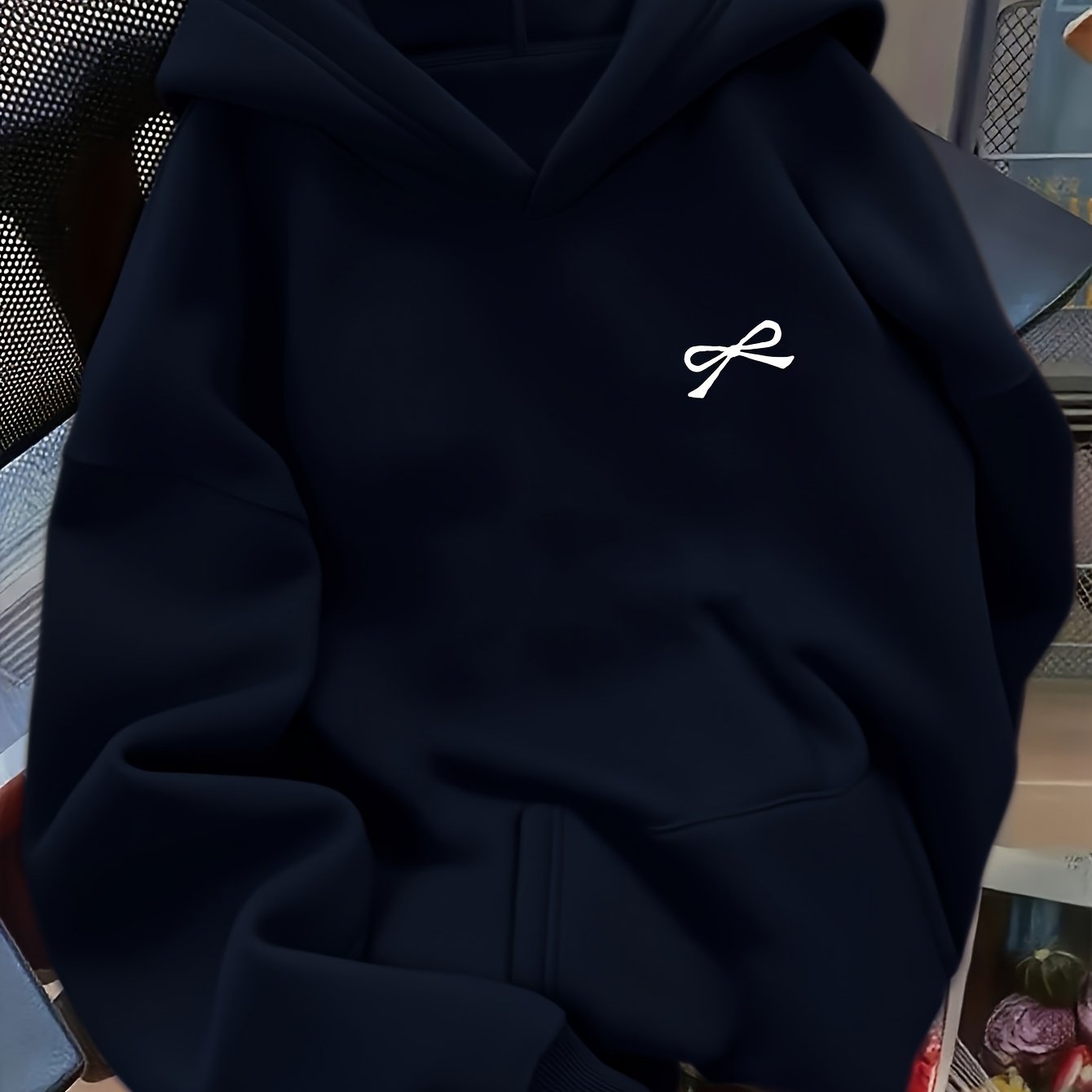 Sudadera con capucha extragrande para mujer, con bordado de lazo