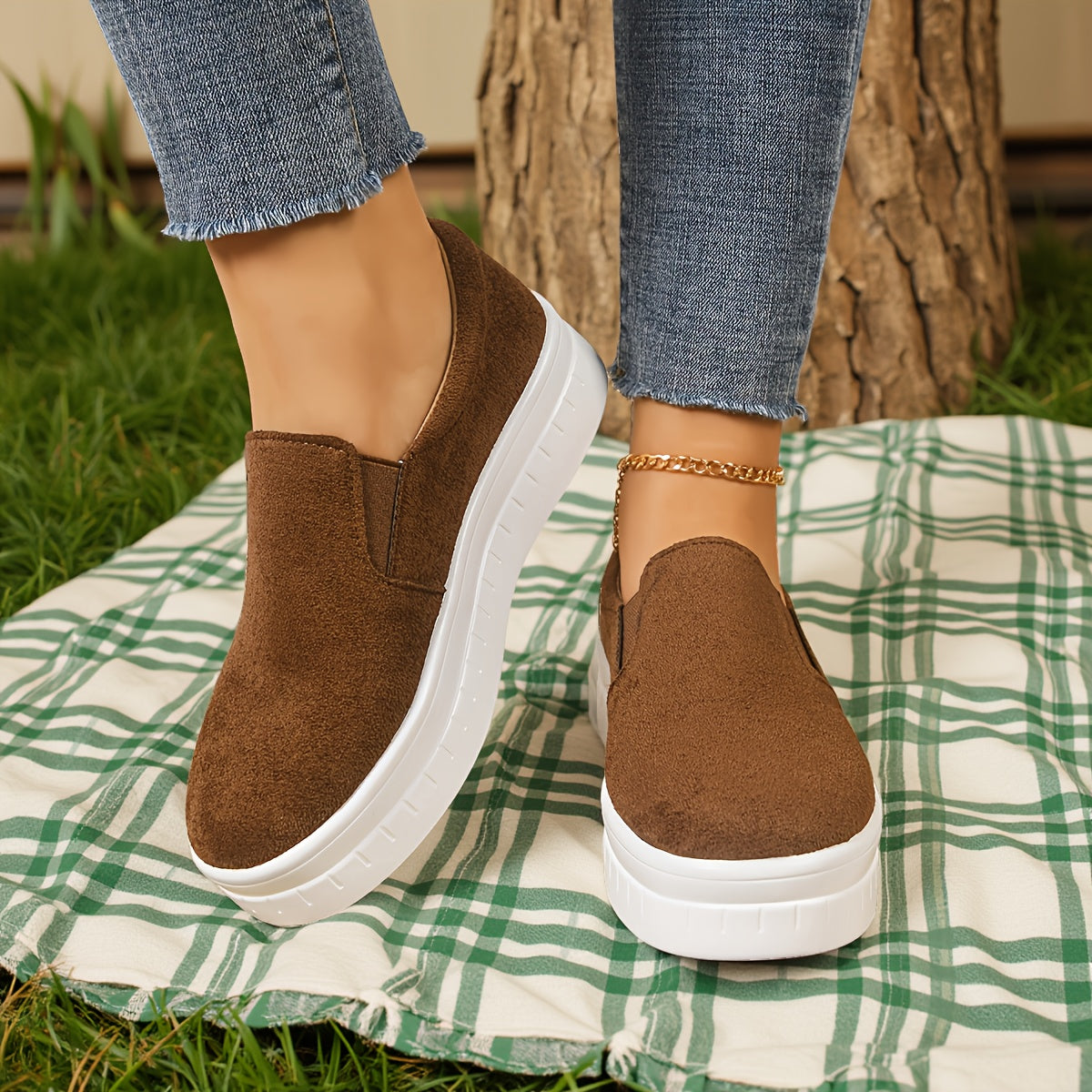 Sneaker Slip-On Donna con Plateau – Elegante Stile Penny-Loafer per Primavera e Quotidiano