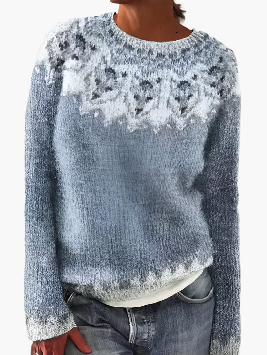 Dame retro pullover i norsk stil – Komfortabel striktrøje til efterår og vinter
