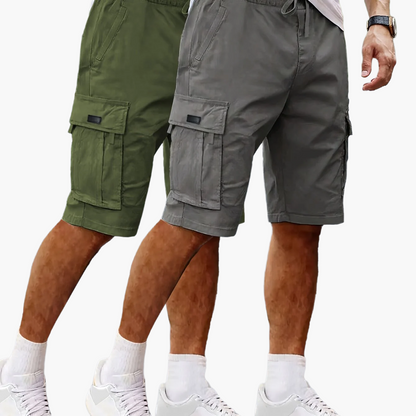Heren Cargo Shorts 2-pack – Vrije tijd & Outdoor, Comfortabele cargoshorts met zakken, Regular Fit