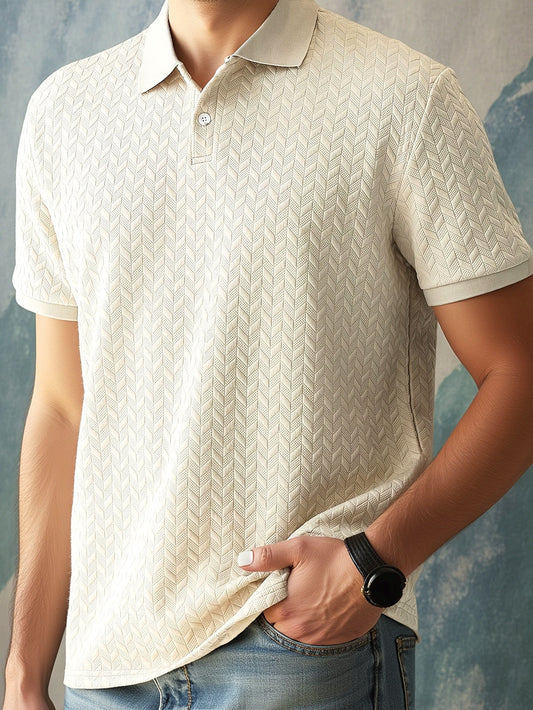 Polo para hombre con moderno patrón de zigzag, estilo veraniego casual, moda de ocio