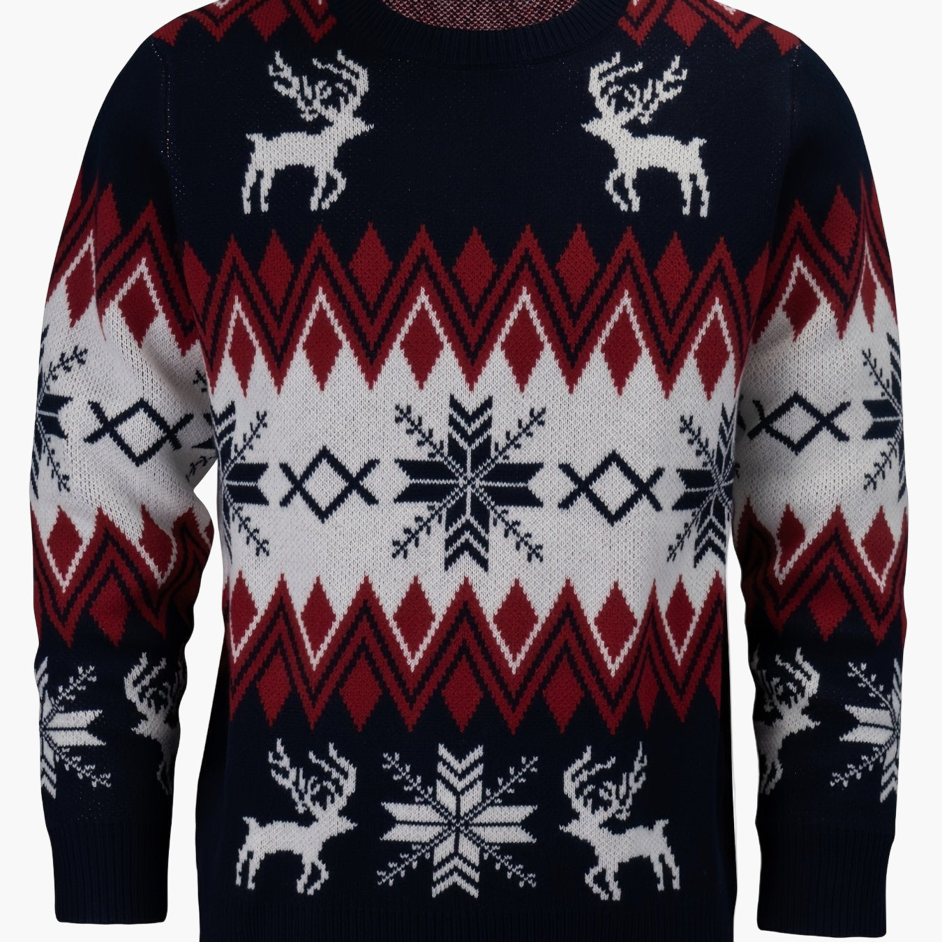 Maglione natalizio da uomo con motivo renna e fiocchi di neve, stile casual invernale