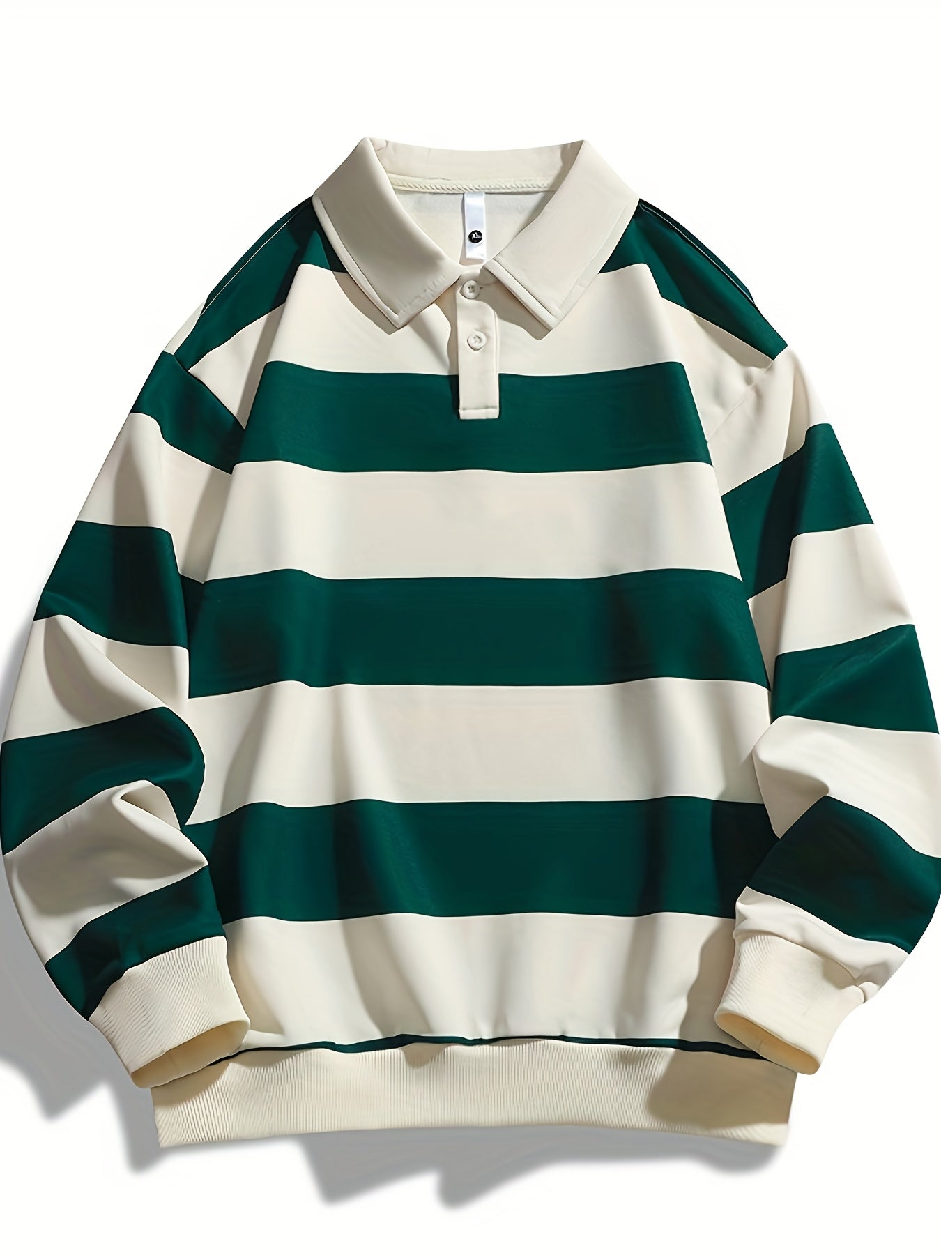 Gestreiftes Langarm Polo-Sweatshirt mit Kragen und Bündchen