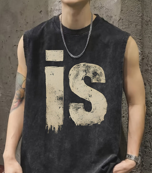 Camiseta sin mangas urbana para hombre con estampado vintage y corte oversize