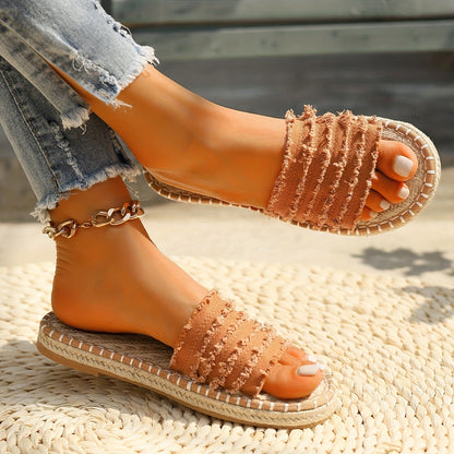 Espadrilles bohèmes pour femmes, pantoufles d'été pour loisirs et vacances