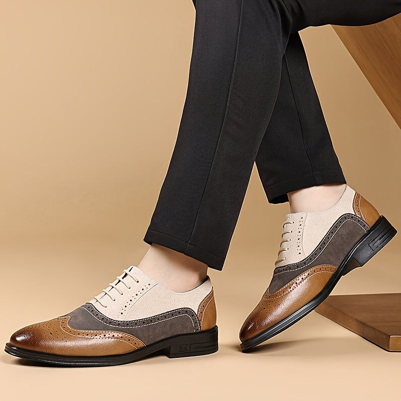 Herren Business Freizeitschuhe Klassische Brogue-Schnürschuhe für Alltag und Büro