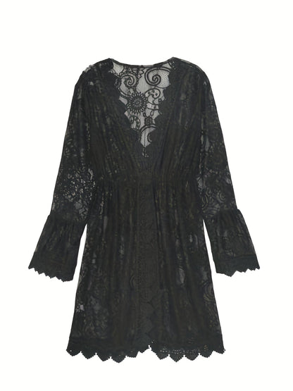 Dame strandtunika med blonder – elegant boho-stil for ferie og strand