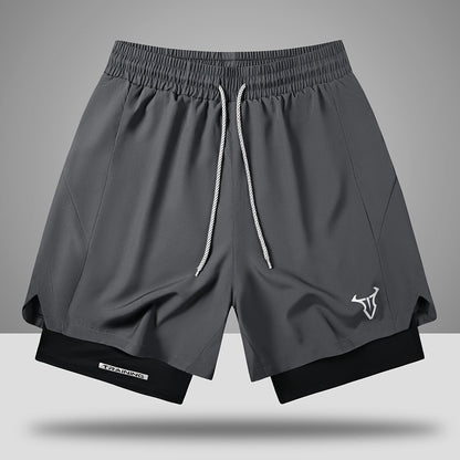 Pantaloncini da allenamento uomo fitness sport taglio regolare con coulisse e tasche laterali
