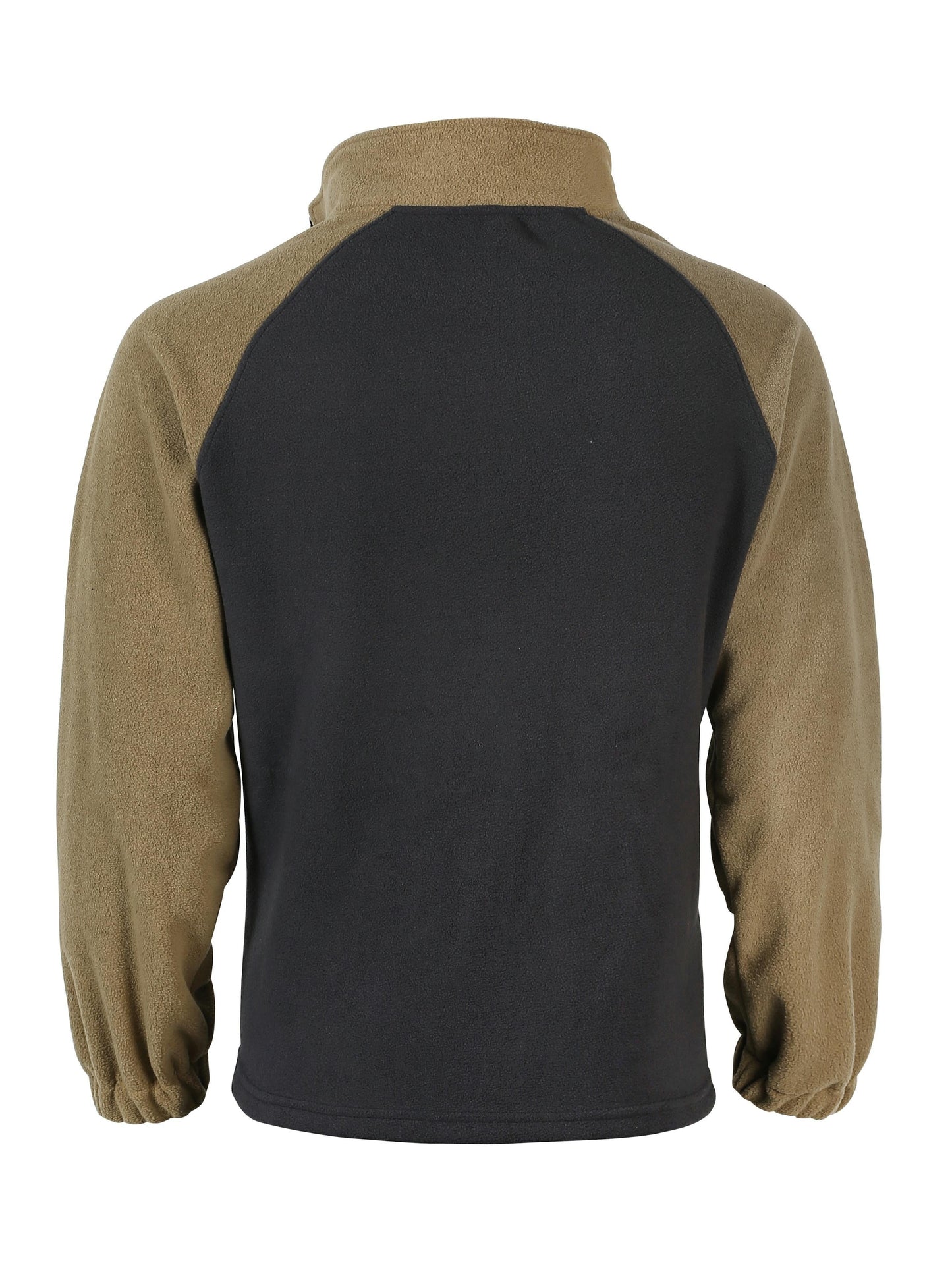 Pullover in pile da uomo, maniche raglan, chiusura a un quarto con zip, grigio scuro e marrone