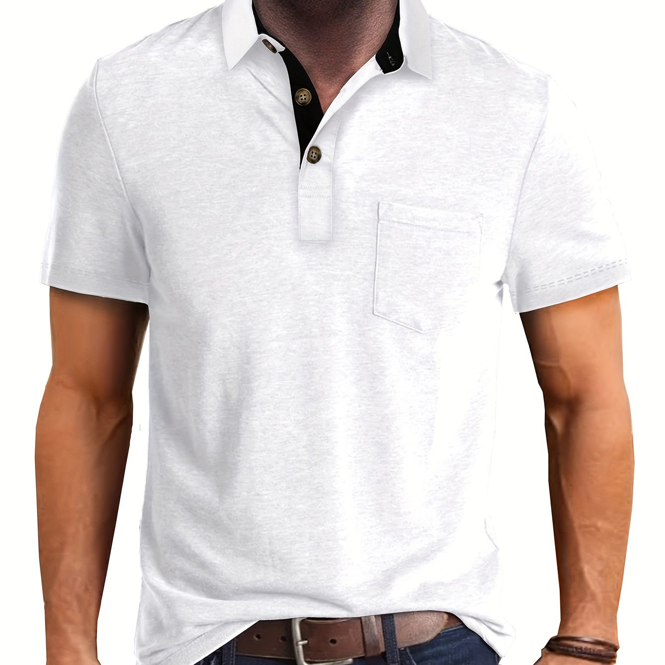 Polo uomo manica corta con taschino – Camicia casual moderna per tutti i giorni e il tempo libero