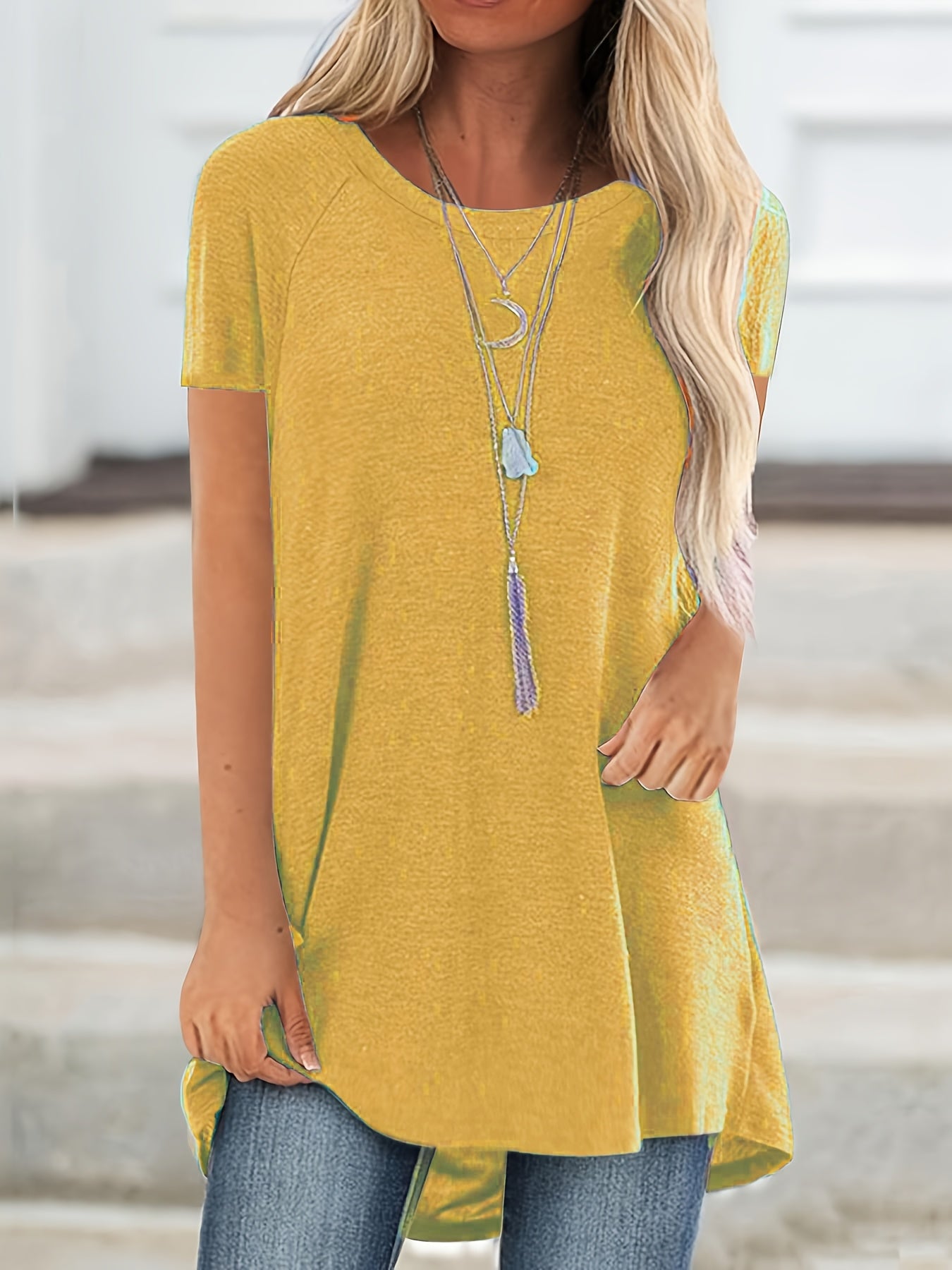 Tunica donna manica corta taglio ampio moda casual