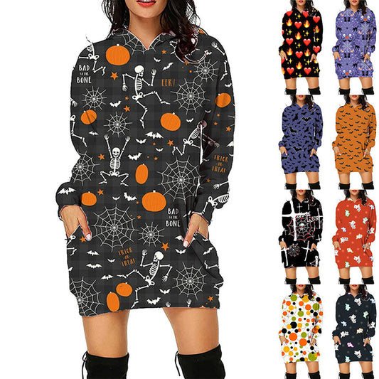 Vestito Felpa Halloween Donna – Costume Divertente per Feste di Halloween e Occasioni Spaventose
