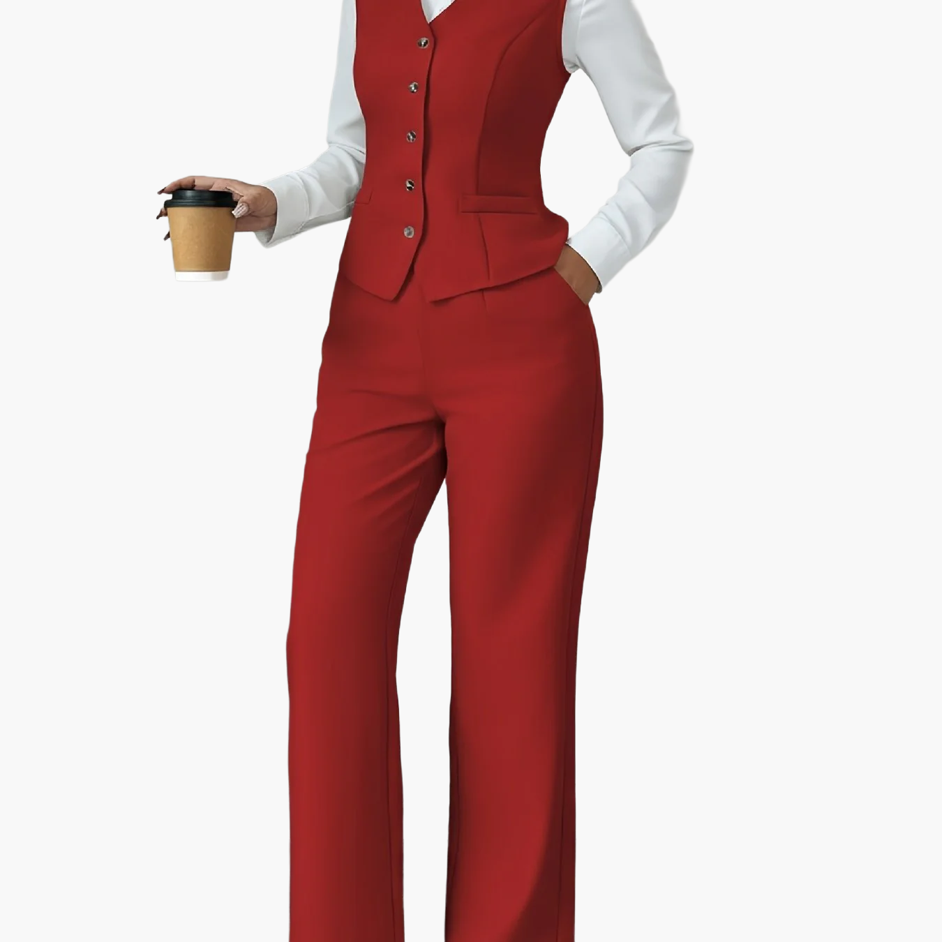 Dame Business Dress Sett Elegant med Vest og Bukse – Stilig Vår- og Sommerantrekk for Kontor og Hverdag