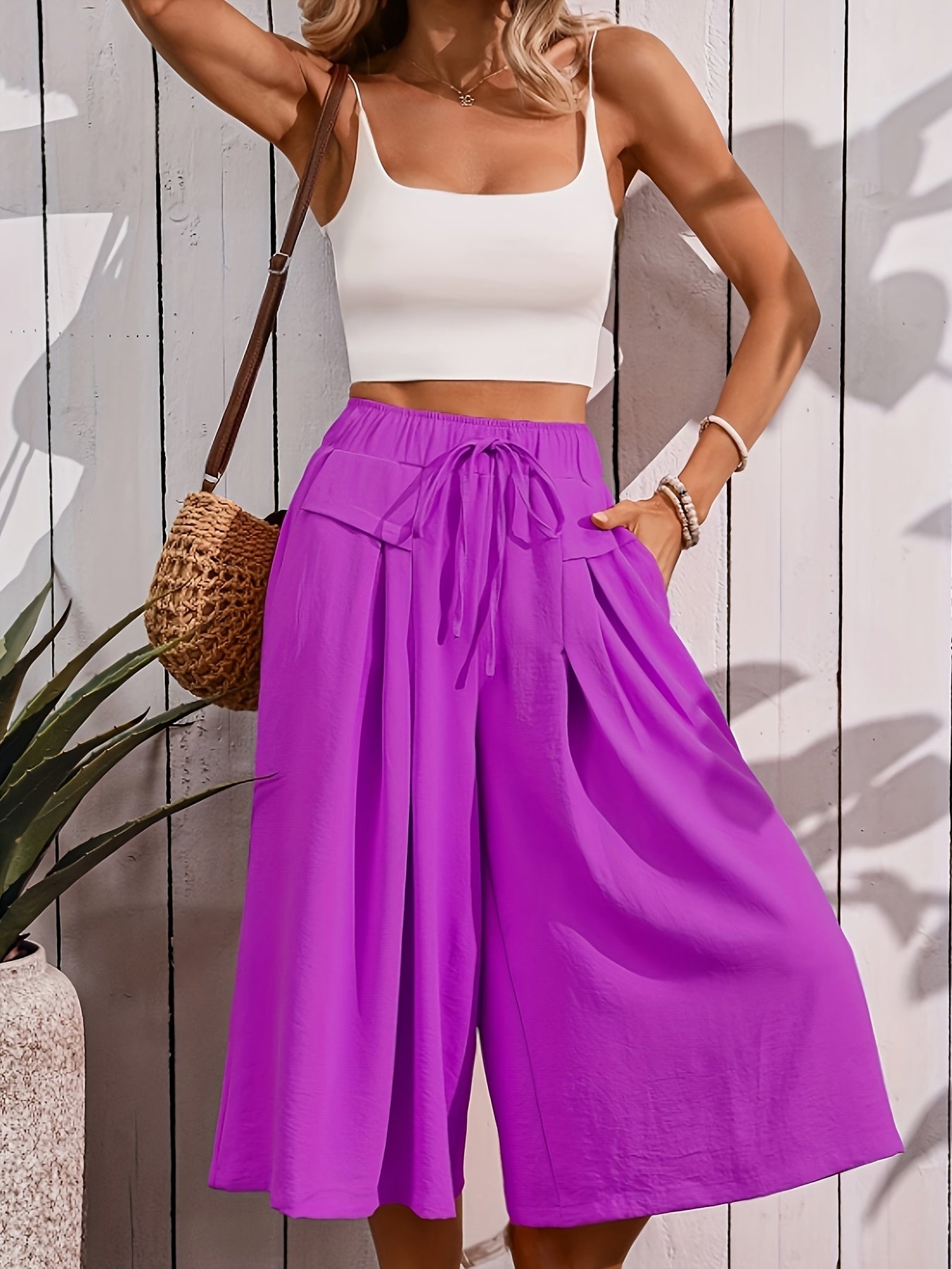 Dames Elegante Culottebroek met wijd been en nepkoord – Perfect voor de zomer