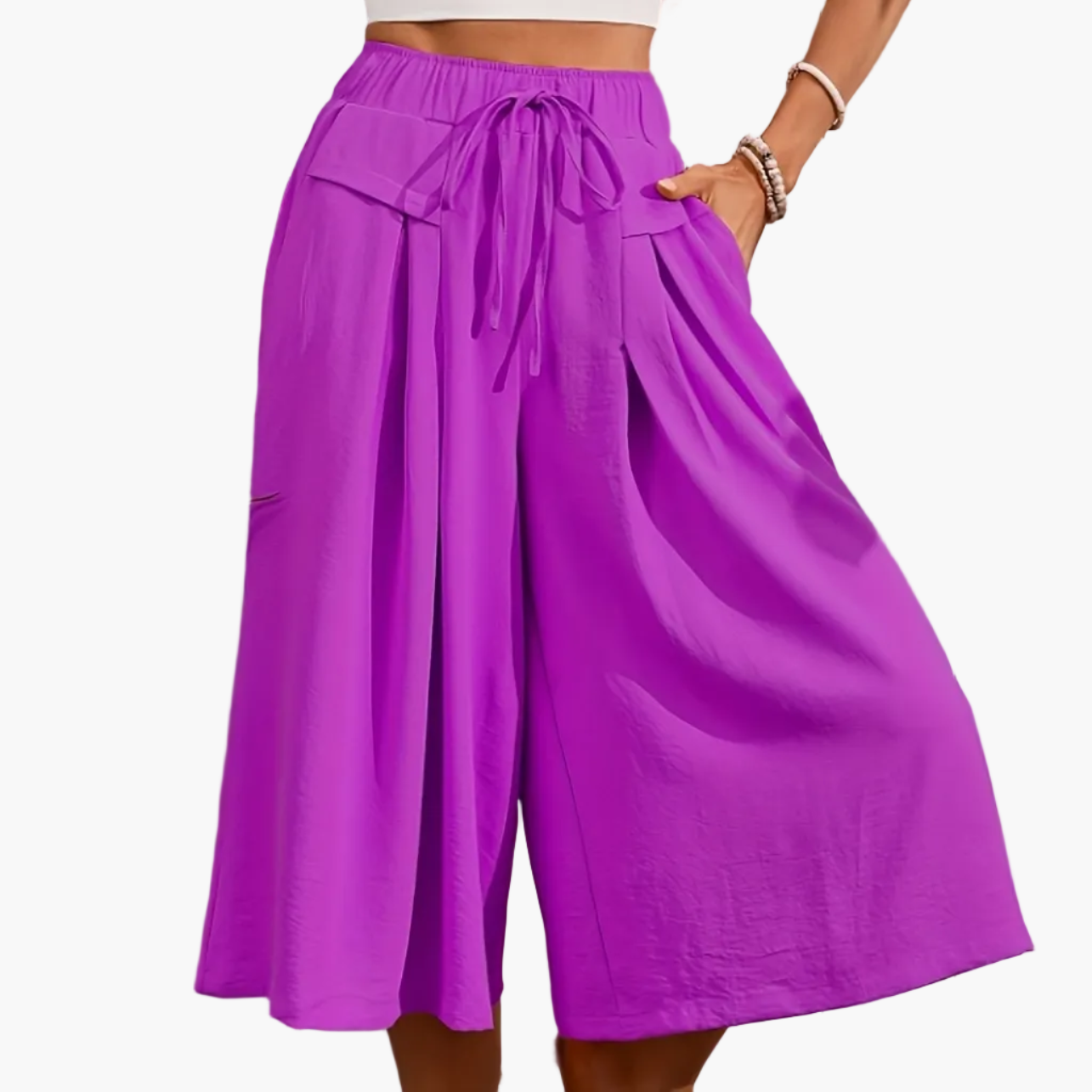 Dames Elegante Culottebroek met wijd been en nepkoord – Perfect voor de zomer