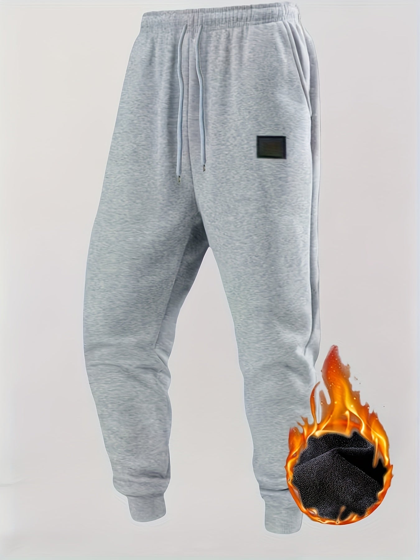 Herren Warme Jogginghose mit Fleecefutter, Kordelzug, Schwarz