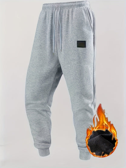 Herren Warme Jogginghose mit Fleecefutter, Kordelzug, Schwarz