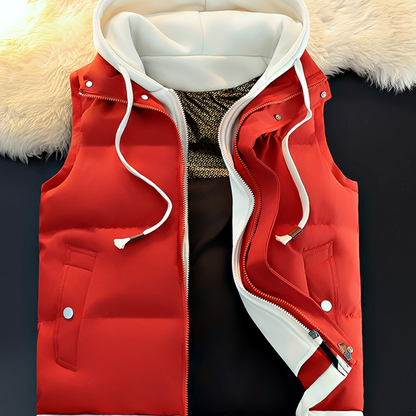 Unisex Steppweste mit Kapuze Doppel-Reißverschluss Winter Freizeit