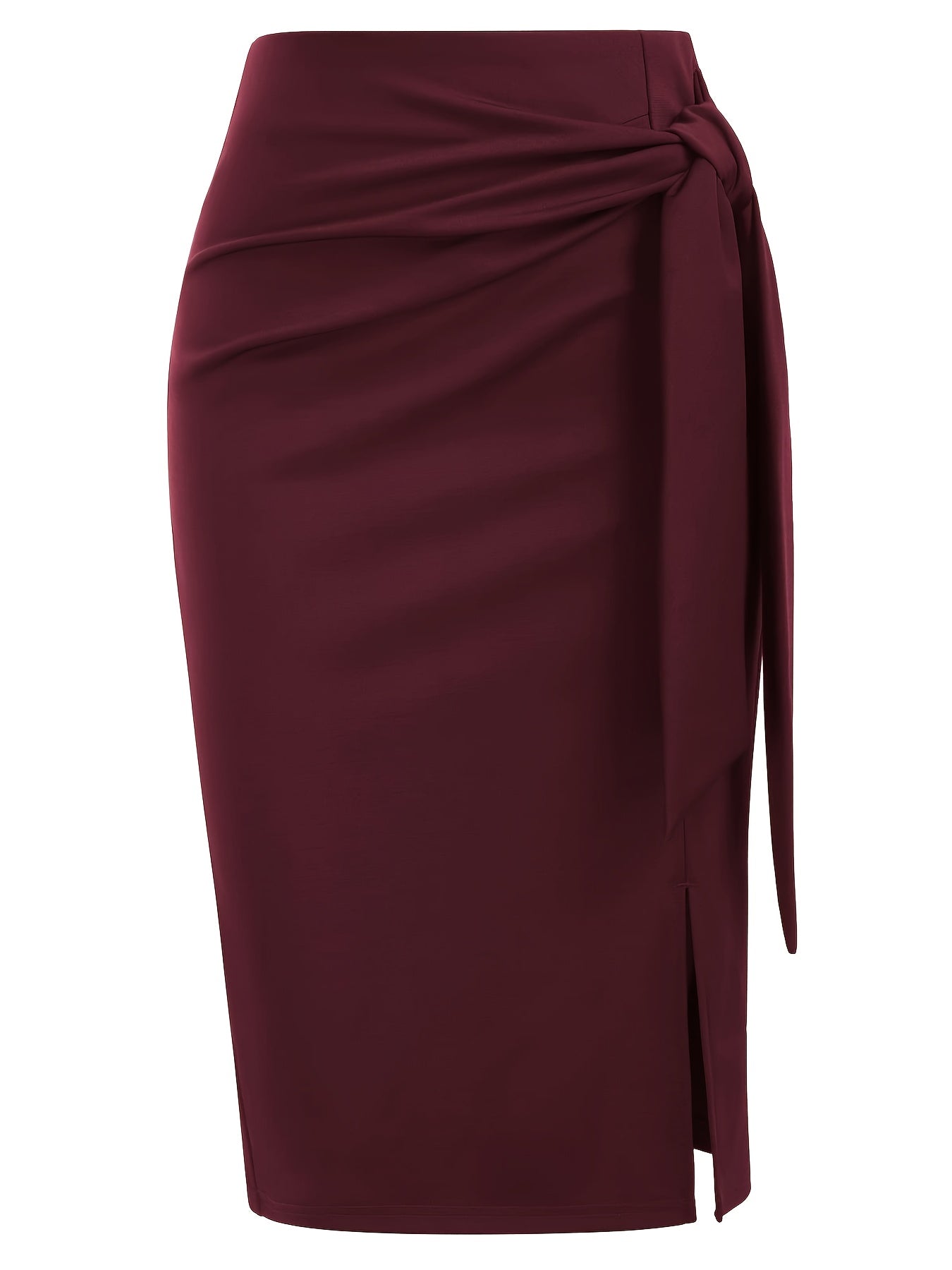 Gonna midi elegante da donna con dettaglio nodo e spacco – Perfetta per ufficio ed eventi