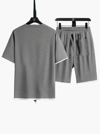 Ensemble détente homme deux pièces – T-shirt manches courtes et short, tenue lounge moderne