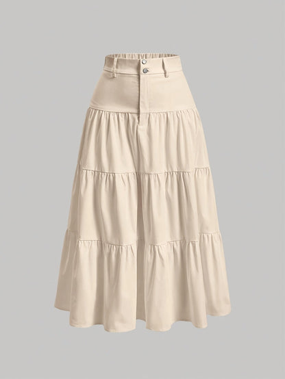 Damen Maxirock mit hoher Taille und Stufen-Design – Eleganter Freizeitrock für Frühling und Sommer