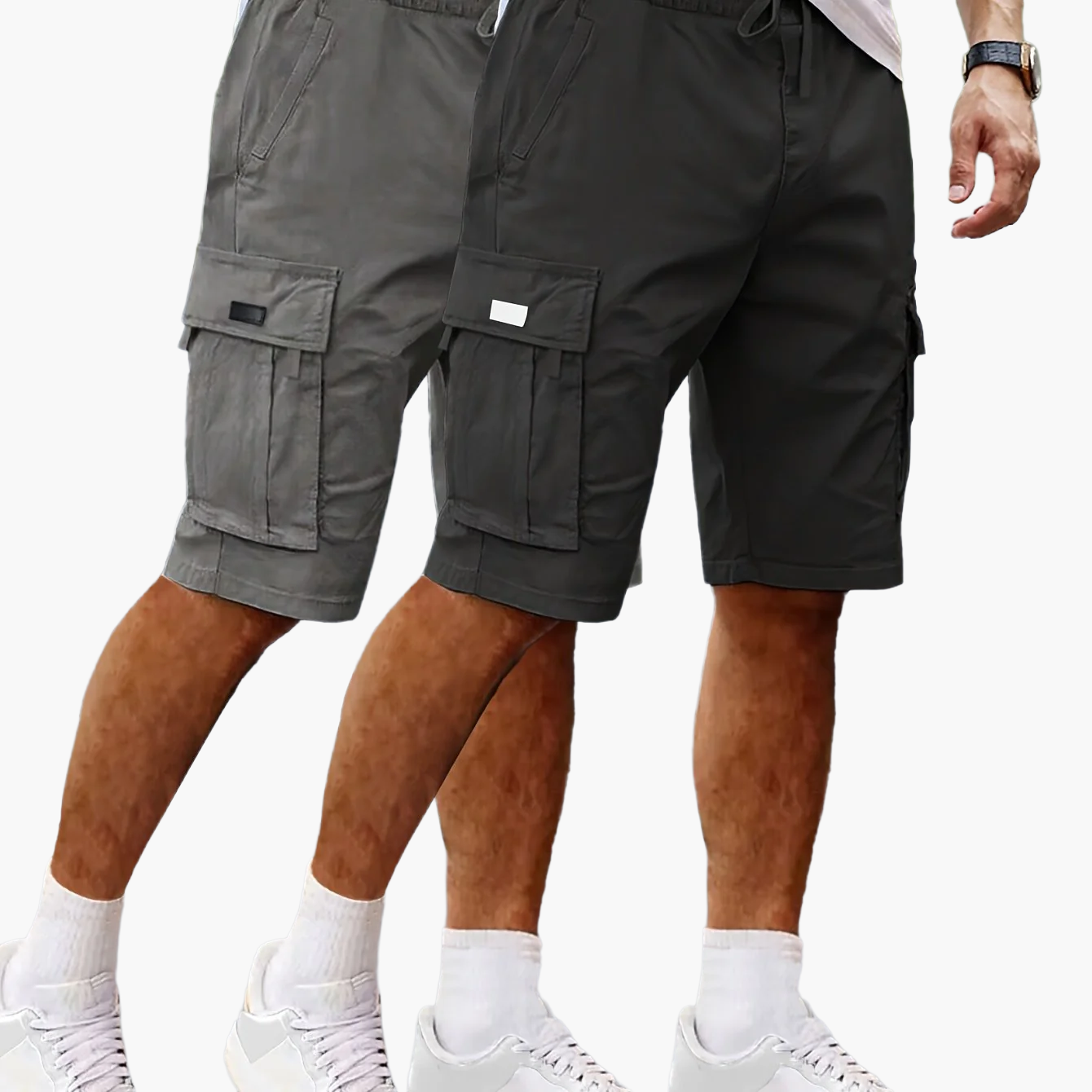 Heren Cargo Shorts 2-pack – Vrije tijd & Outdoor, Comfortabele cargoshorts met zakken, Regular Fit